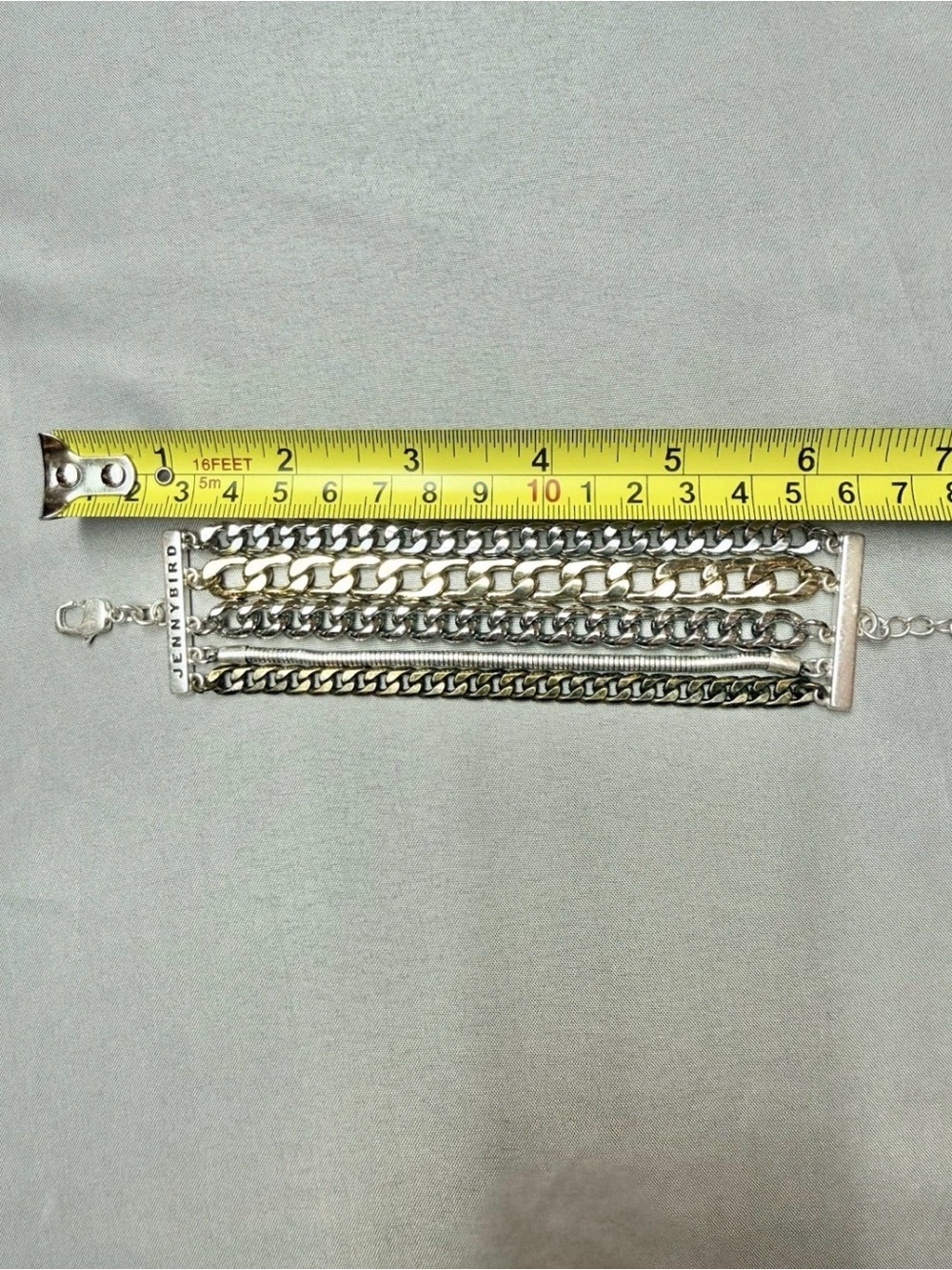 Jenny Bird Austin Mixed Metal 5 Strand Chain Bracelet Two-Tone Silver Gold Cuff - Picture 6 of 8